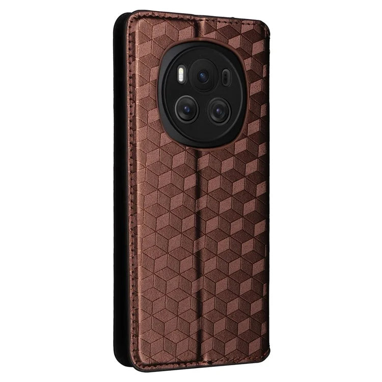 For Honor Magic6 5G Wallet Case Rhombus Imprinted Leather Phone Cover