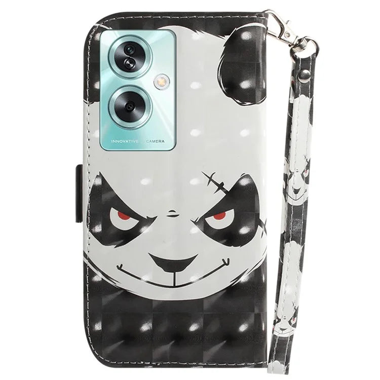 For Oppo A79 5G / A2 5G Wallet Case 3D Pattern Print Phone Protector with Wrist Strap