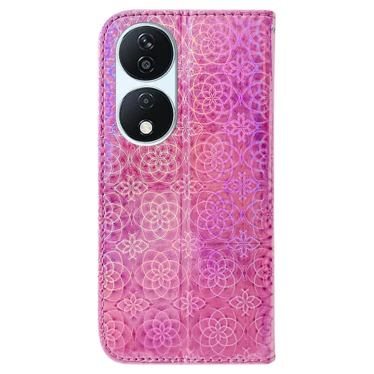 For Honor X7b 4G / Play 50 Plus 5G Wallet Case Dazzling Flower Pattern PU Leather Cover