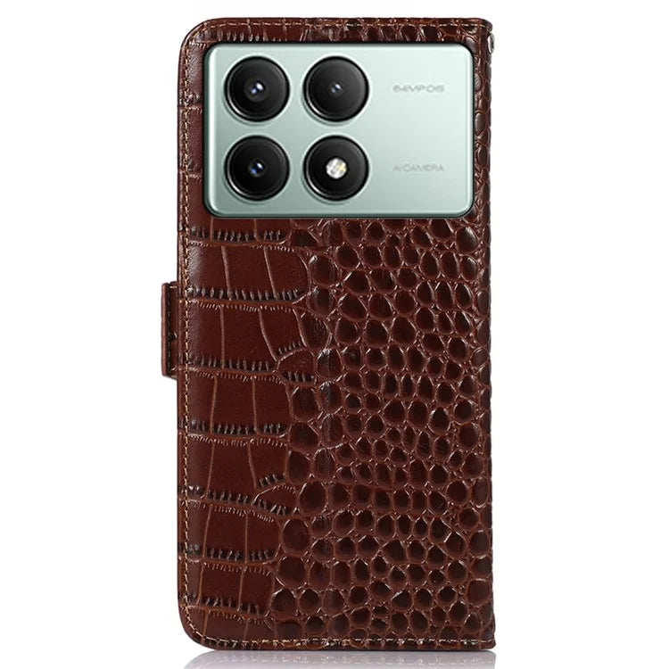 For Xiaomi Redmi K70E 5G / Poco X6 Pro 5G Case RFID Blocking Wallet Genuine Cow Leather Phone Cover