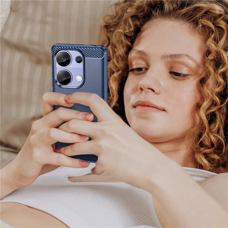 For Xiaomi Redmi Note 13 Pro 4G / Poco M6 Pro 4G Case Carbon Fiber Texture TPU Phone Cover