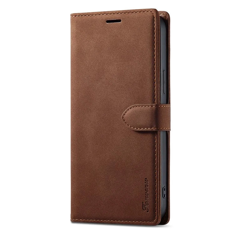 FORWENW F1 Series For iPhone 15 Pro Case PU Leather Magnetic Clasp Full Protection Phone Wallet Cover