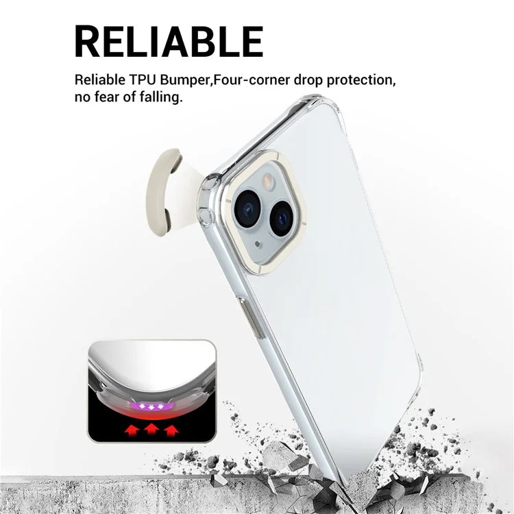 For iPhone 14 TPU+PC Cases Anti-Drop Metal Lens Frame Phone Cover