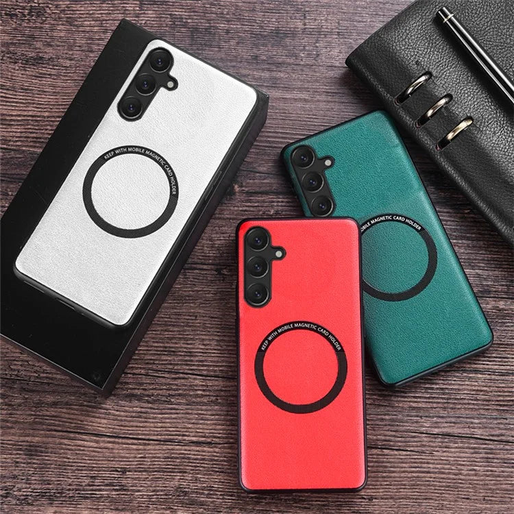 For Samsung Galaxy A25 5G (Global) (161.0 x 76.5 x 8.3mm) Back Case Magnetic Leather+TPU Phone Cover