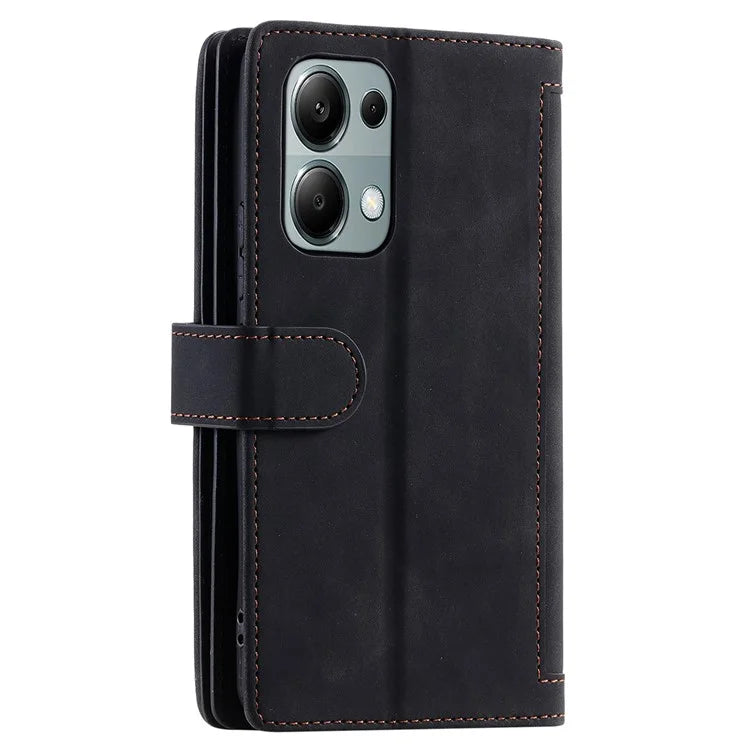For Xiaomi Redmi Note 13 Pro 4G / Poco M6 Pro 4G Case Zipper Leather Cover with 9 Card Slots