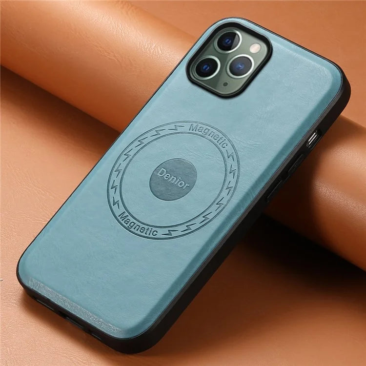 DENIOR For iPhone 11 Pro Magnetic Case PU Leather Non-Slip Grip Phone Back Cover