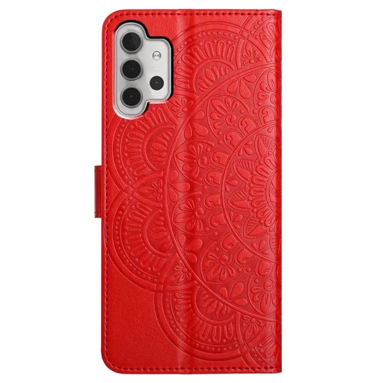 For Samsung Galaxy A32 4G (EU Version) Case Mandala Flowers Leather Flip Phone Cover with Strap