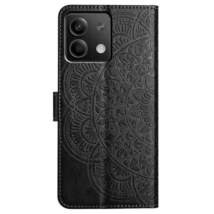 For Xiaomi Redmi Note 13 4G Case Magnetic Closure Flower Pattern Handbag Phone Cover