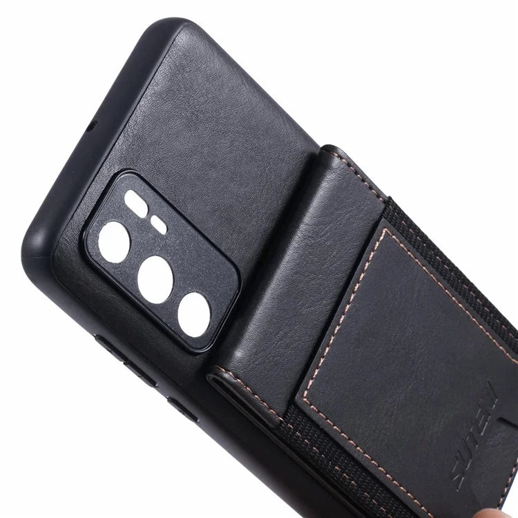 SUTENI H03 For Huawei P40 Case Waxy Texture Leather+TPU Phone Cover Kickstand
