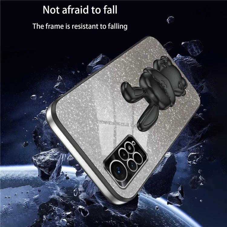 For Xiaomi Redmi Note 11E Pro 5G Pull-out Kickstand Phone Cover Electroplating Rabbit Case