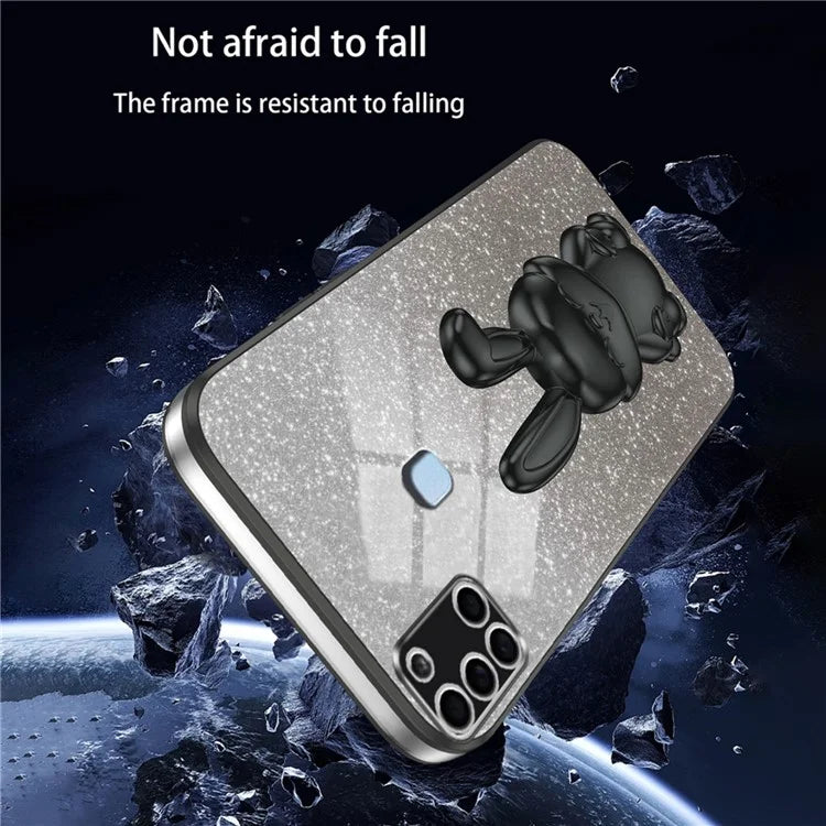 Phone Cover for Samsung Galaxy A21s , Lovely Rabbit Pull-out Kickstand Back Shell