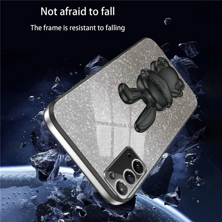 For Samsung Galaxy Note20 5G / Note20 Case Glitter Powder Rabbit Decor Phone Cover with Hidden Kickstand