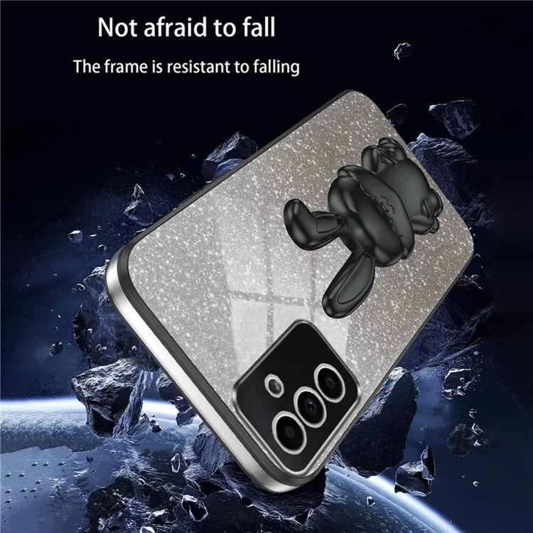 For Samsung Galaxy A14 5G / 4G PC+TPU Phone Case Glitter Powder Pull-Out Kickstand Cell Phone Shell