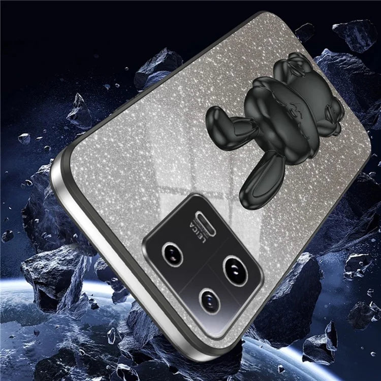 For Xiaomi 13 Pro 5G Case Electroplated Cartoon Rabbit Phone Back Cover with Pull-out Kickstand