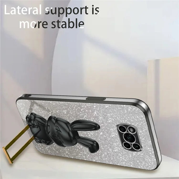 For Xiaomi Poco X3 / Poco X3 NFC Electroplating Cellphone Case Pull-out Kickstand PC+TPU Cover
