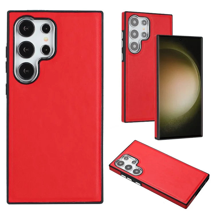 YB Leather Coating Series-6 For Samsung Galaxy S24 Ultra Case Drop-proof Leather+TPU Protective Back Shell