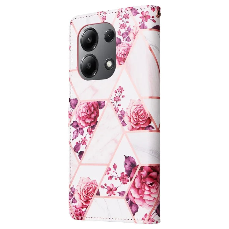 For Xiaomi Redmi Note 13 4G Leather Case Marble Pattern Stand Wallet Phone Cover