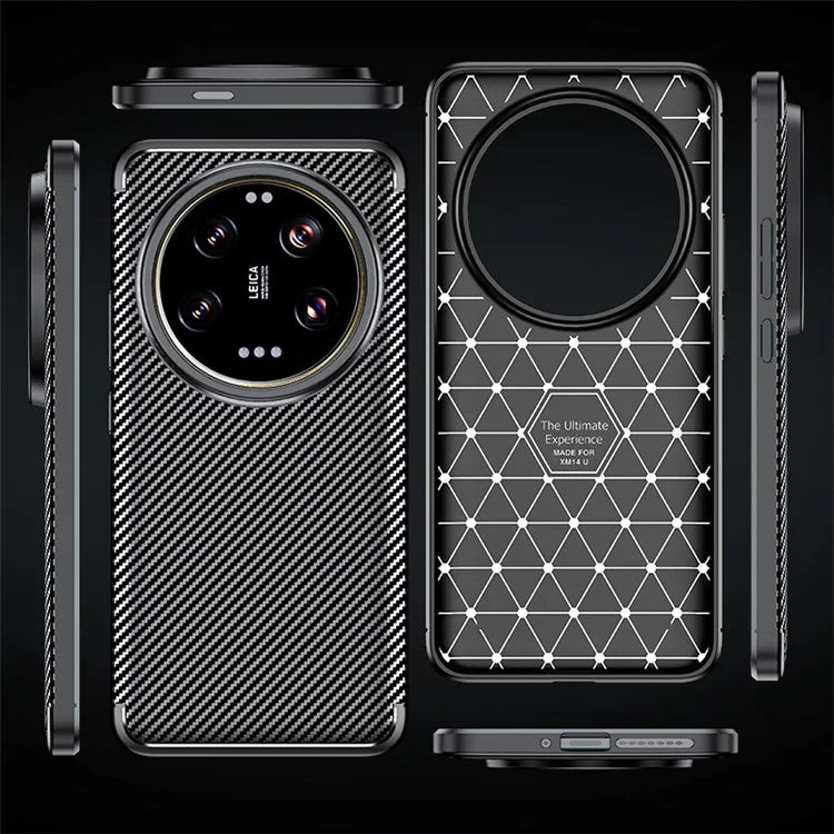 For Xiaomi 14 Ultra Case TPU Carbon Fiber Texture Shockproof Mobile Phone Cover