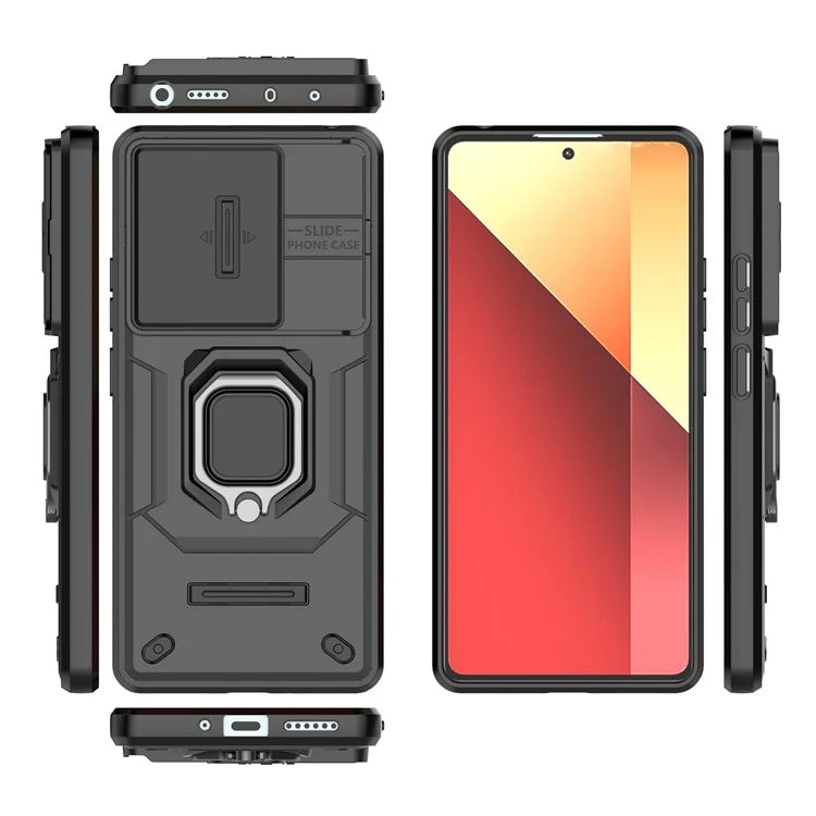 For Xiaomi Redmi Note 13 Pro 4G / Poco M6 Pro 4G Case PC+TPU Slide Lens Lid Anti-drop Phone Cover
