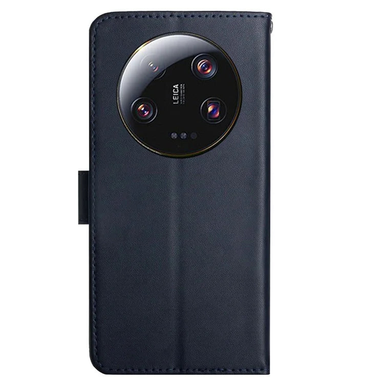 HT02 For Xiaomi 14 Ultra Wallet Case Genuine Cow Leather Stand Phone Cover