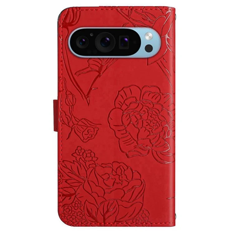 HT03 For Google Pixel 9 Case Butterfly Flower Shockproof Phone Cover Wallet