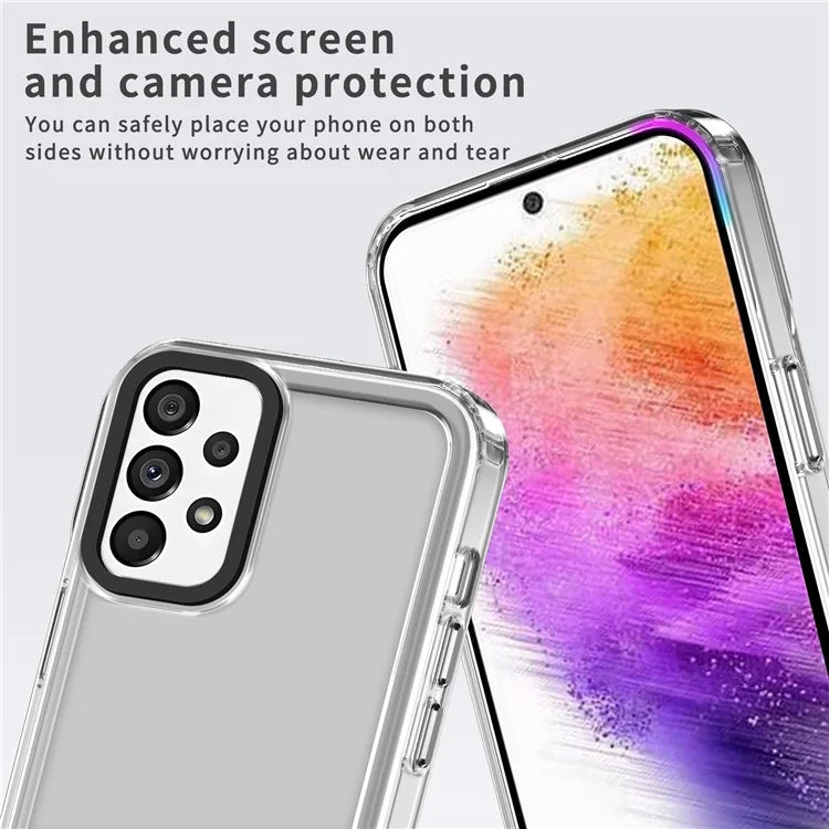 For Samsung Galaxy A73 5G Case PC+TPU 2 in 1 Crystal Clear Phone Cover Purple