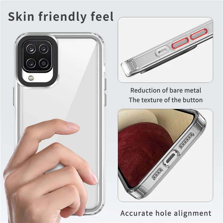 For Samsung Galaxy A12 / M12 Case PC+TPU Anti-drop Phone Cover HD Clear Purple