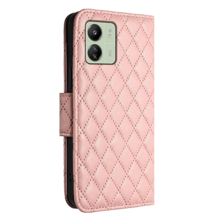 YB Imprinting Series-8 for Xiaomi Redmi 13C 4G / Poco C65 4G Case Rhombus Wallet Smart Phone Protector