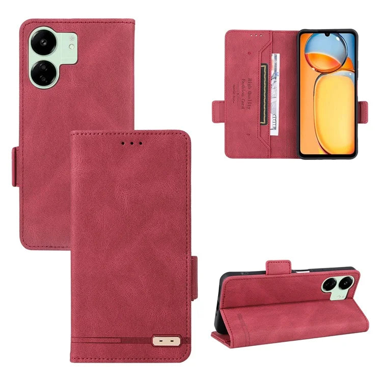For Xiaomi Redmi 13C 5G Case Protective PU Leather Wallet Hardware Decor Phone Cover