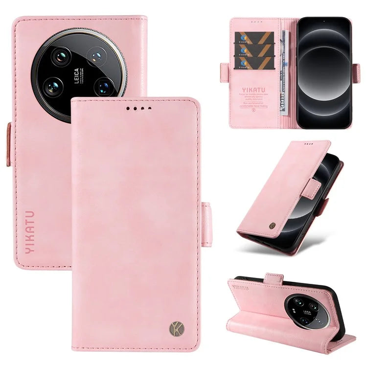 YIKATU YK-007 For Xiaomi 14 Ultra Case PU Leather Stand Folio Card Holder Phone Cover