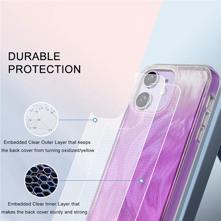 For iPhone 11 Feather Pattern Case Gradient PC+TPU Protective Phone Cover with Screen Protector