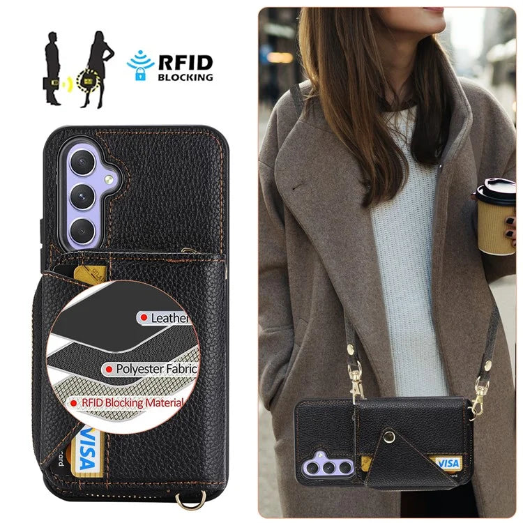 For Samsung Galaxy A05s 4G Cell Phone Case Leather Fully Wrapped RFID Blocking Cover