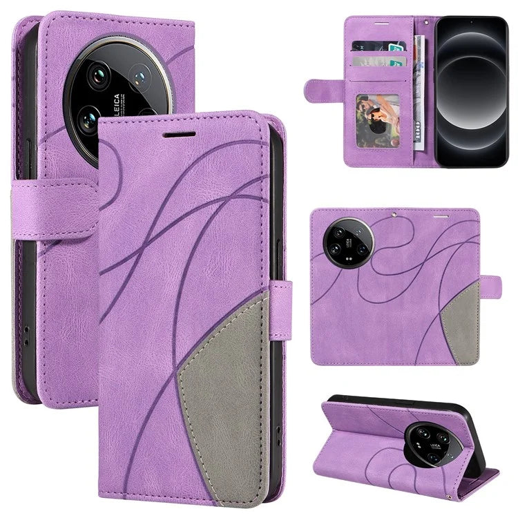 KT Leather Series-1 For Xiaomi 14 Ultra Wallet Cover Dual-Color Splicing Leather Anti-Drop Phone Case