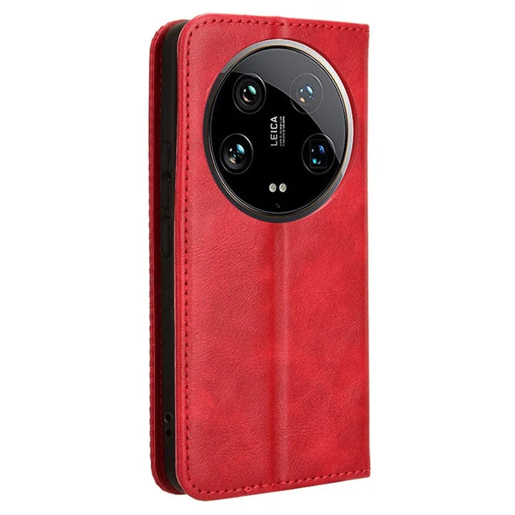 For Xiaomi 14 Ultra Case Vintage Leather Magnetic Flip Phone Cover