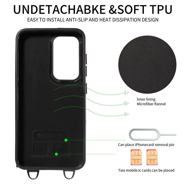 007 For Samsung Galaxy S23 Case with Ring Splicing Design Kickstand Leather Coated TPU Cover
