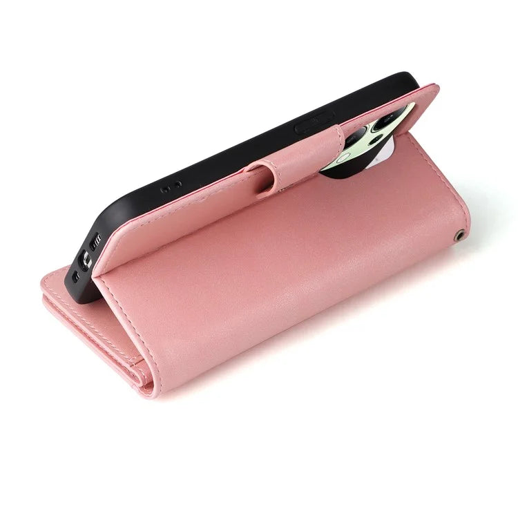 For Xiaomi Redmi Note 13 4G Phone Wallet Case Rivet Decor Leather Stand Cover