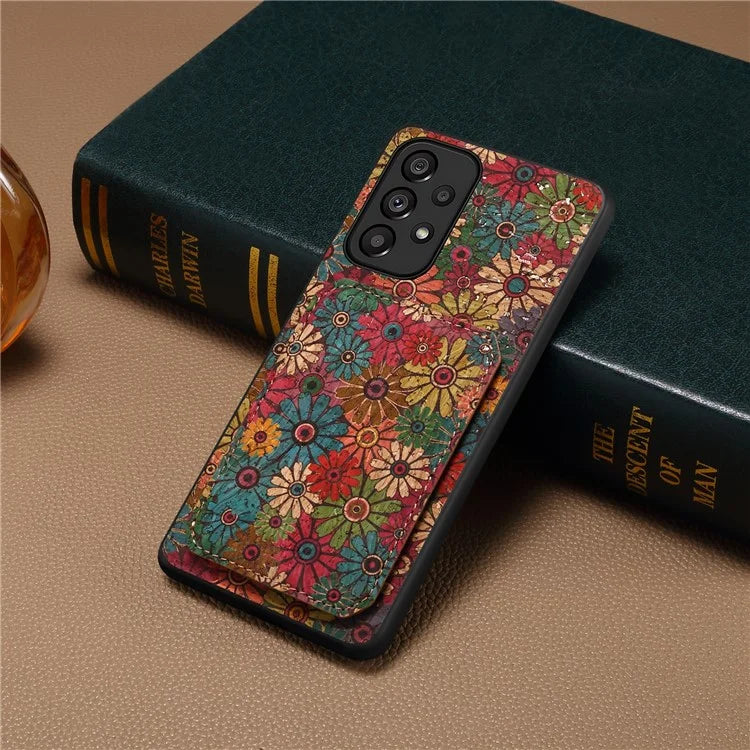For Samsung Galaxy A53 5G Case Card Holder Flower Pattern Drop-proof Phone Cover