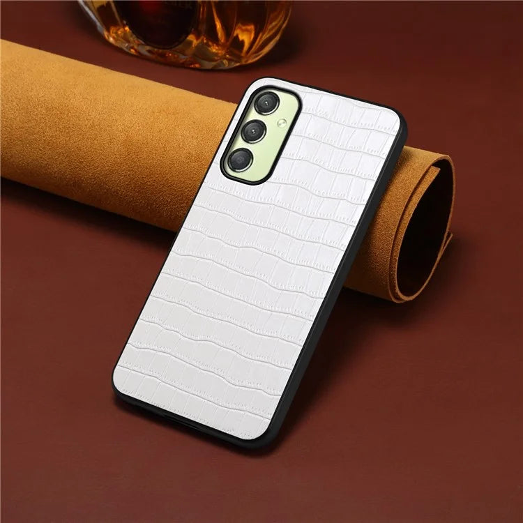 For Samsung Galaxy A25 5G (Global) (161.0 x 76.5 x 8.3mm) Slim Case Crocodile Textured Leather Hybrid Phone Cover