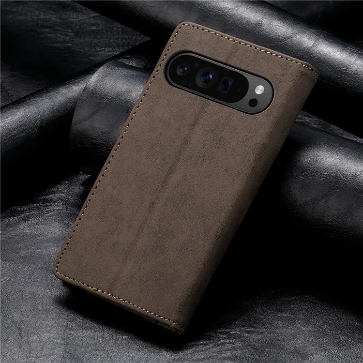 DF-05 For Google Pixel 9 Pro Wallet Case Anti-Scratch Leather Flip Phone Cover