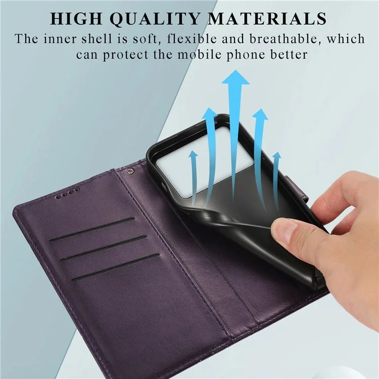 DF-06 For Xiaomi Poco X6 Pro 5G / Redmi K70E 5G Case Line Imprinted Leather Wallet Phone Cover