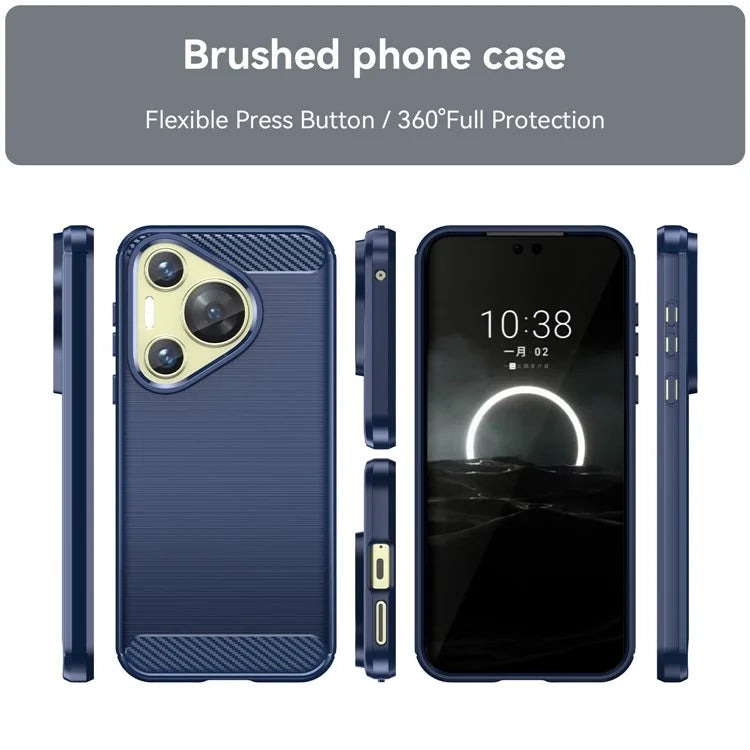 For Huawei P70 Case Brushed TPU Phone Back Cover Carbon Fiber Texture