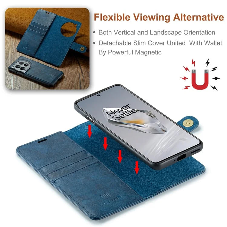 DG.MING for OnePlus 12 5G Case Detachable Split Leather Phone Cover with Stand Wallet