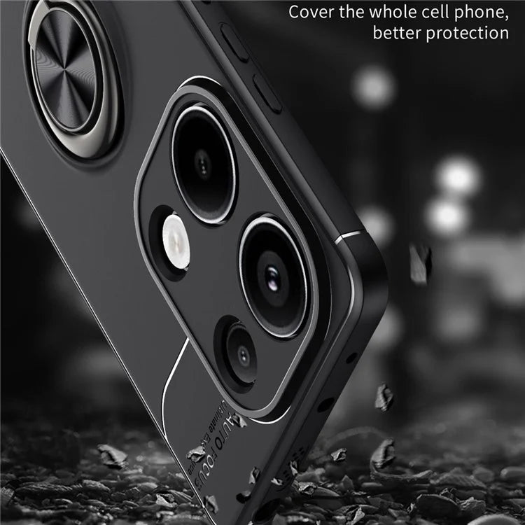 For Xiaomi Redmi Note 13 Pro 4G / Poco M6 Pro 4G Case TPU Phone Cover with Ring Kickstand / Red