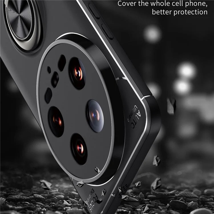 For Xiaomi 14 Ultra Case Ring Holder Kickstand Soft TPU Phone Cover / Red