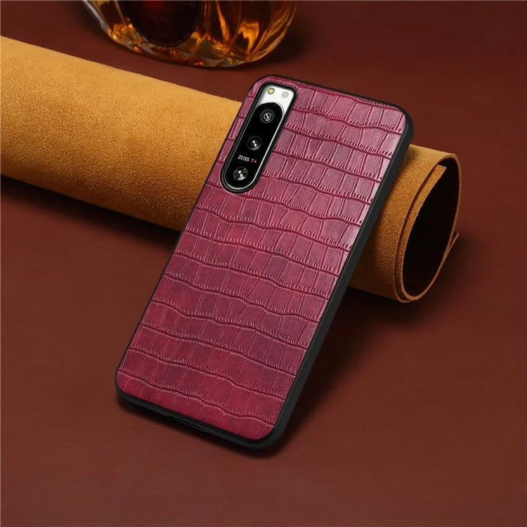 For Sony Xperia 5 IV 5G Case Crocodile Texture Leather Anti-Scratch Back Cover