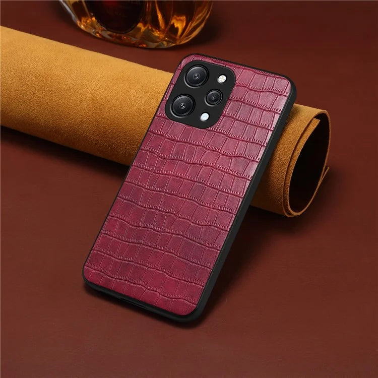 For Xiaomi Redmi Note 12R 5G / Poco M6 Pro 5G / Redmi 12 5G (Global) Case Crocodile Textured Leather Covered Hybrid Phone Shell