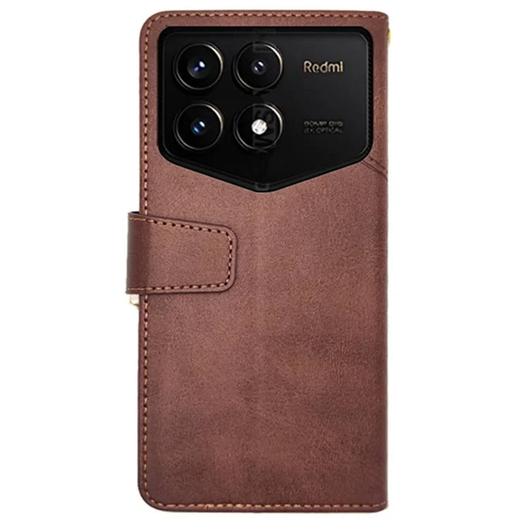 IDEWEI For Xiaomi Redmi K70 Pro Champion Edition Wallet Case Calf Texture Leather Phone Cover