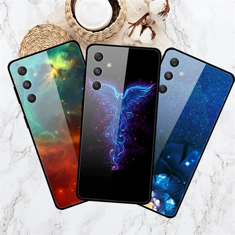 For Samsung Galaxy S24+ Case Pattern Printing PC+Tempered Glass+TPU Phone Case