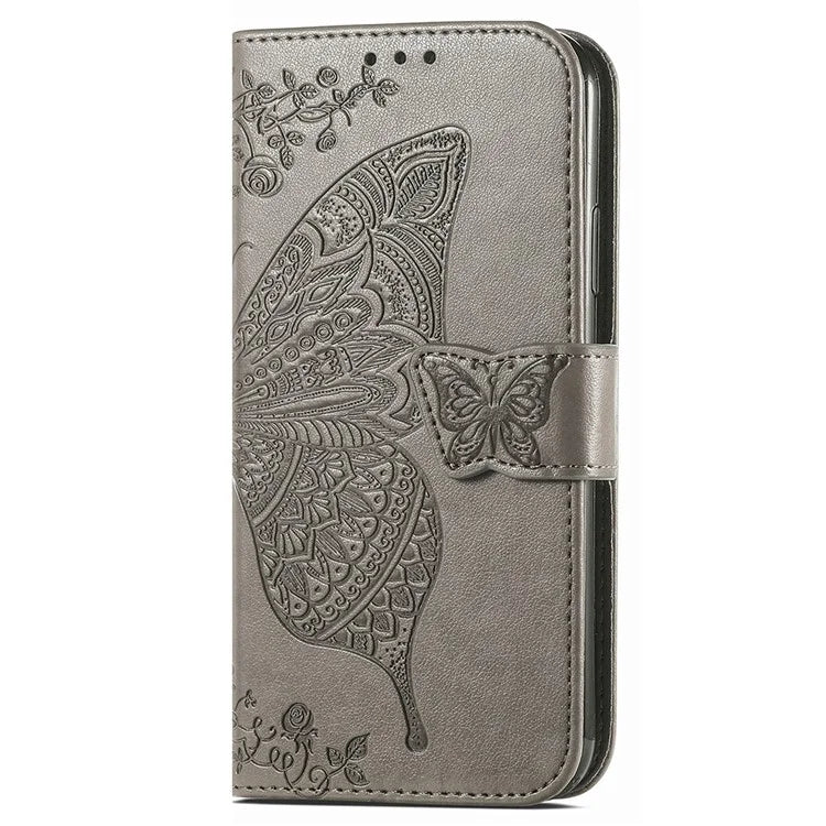 For Samsung Galaxy A13 4G Leather Case Butterfly Imprinted Rhinestone Phone Stand Cover