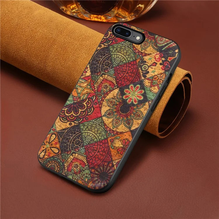 For iPhone 7 Plus / 8 Plus Case TPU+PC+PU Flower Pattern Printed Phone Case